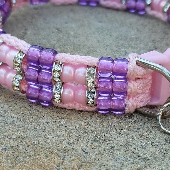 Custom Handmade Beaded Bling Dog Collar - Picture 2 of 3
